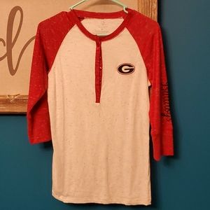 Georgia Bulldogs 3/4 Sleeve Baseball Style Tee